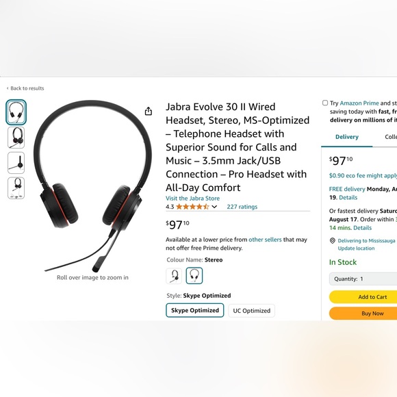 JABRA EVOLVE 30 II STEREO MS Headset - Brand new in bag with tag. - Picture 1 of 4